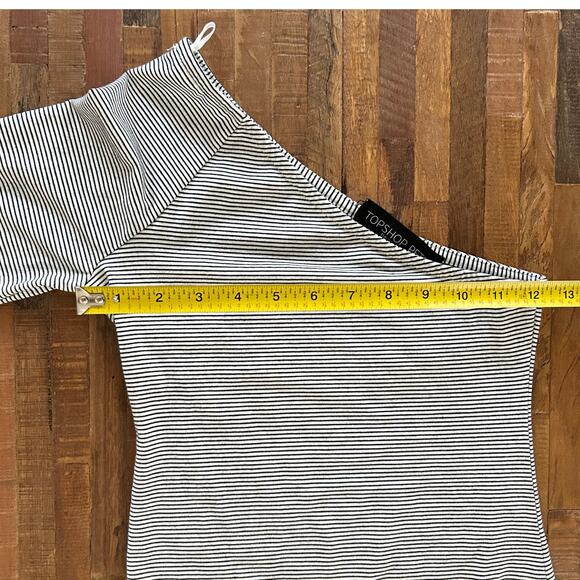 Topshop Petite Striped One-Shoulder Bodycon Dress/Top | Y2K Minimalist - Picture 5 of 5